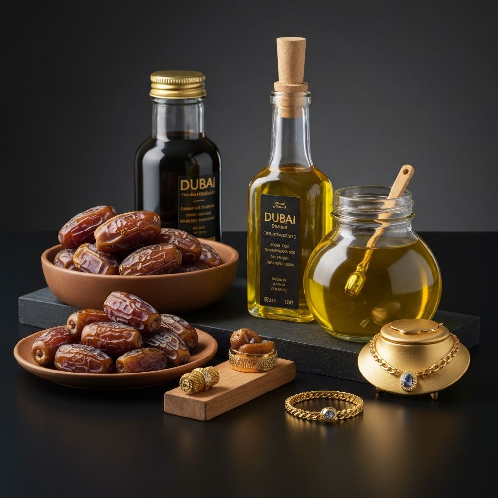 Dubai export products - dates, oil, gold